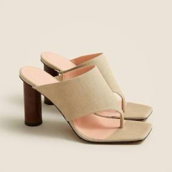 J. Crew Shoes - J CREW Heeled Thong Sandals in Linen